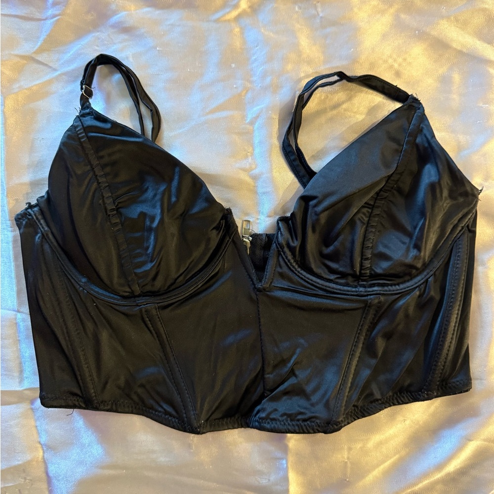 Garage Black Satin Bustier